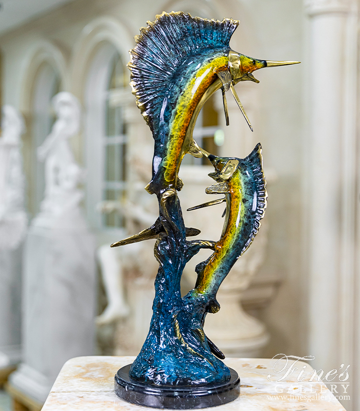 Bronze Statues  - Bronze Sailfish Tabletop Statue - BS-1663